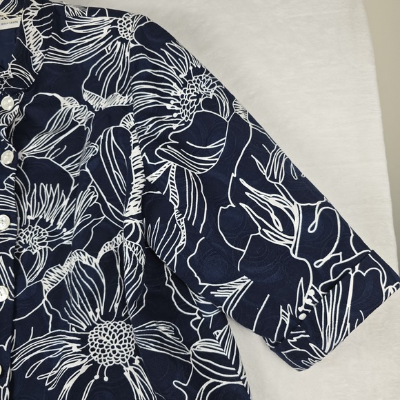 Susan Graver Blue‎ And White Floral Button Up Jacket Women's Size 2X - Picture 3 of 9